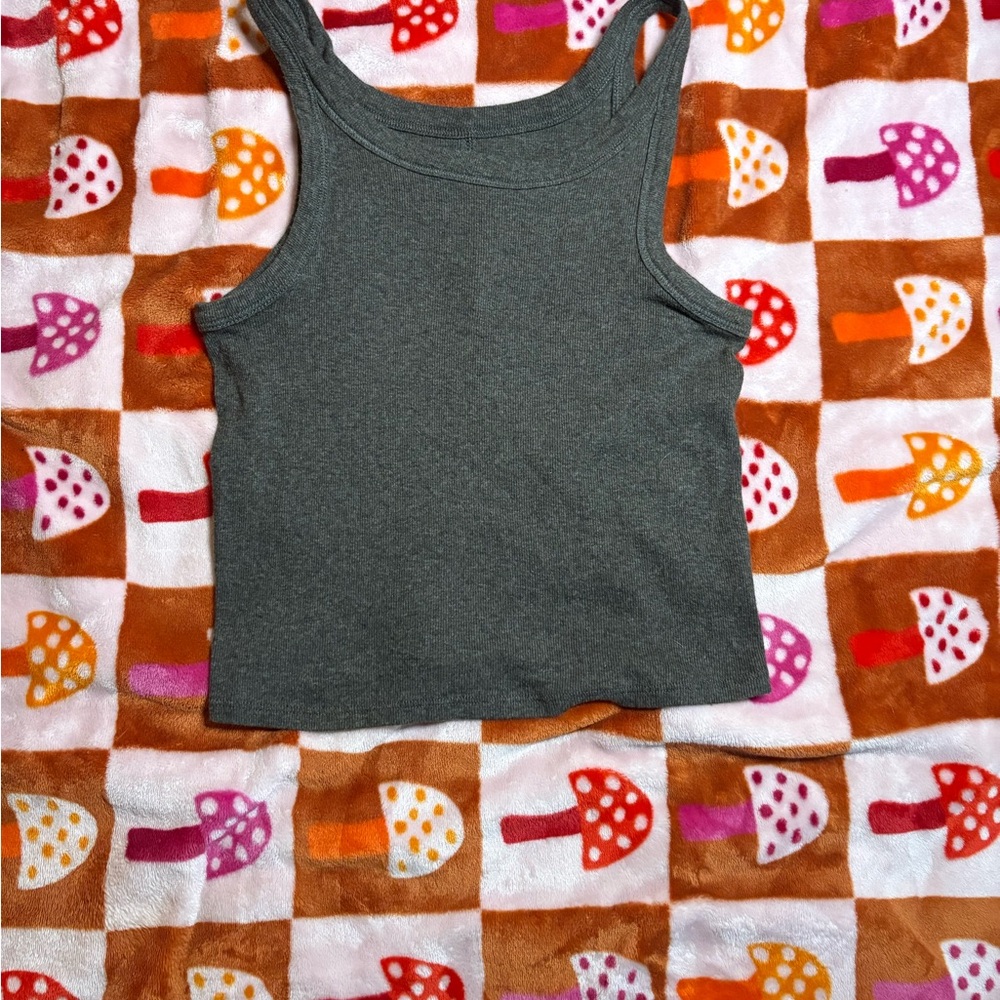 Everlane Gray Ribbed Tank Top Classic Scoop Neck